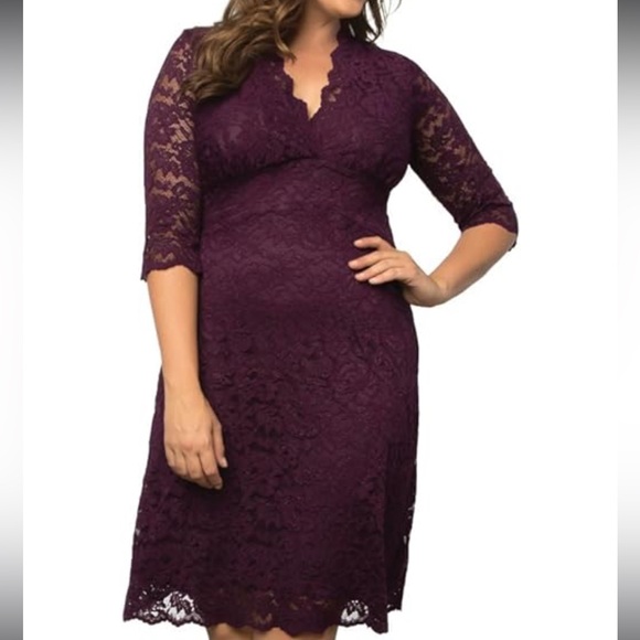 Wine Lace Dress by Kiyonna; women’s size 1X - Picture 3 of 15